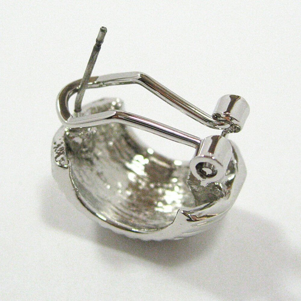18k White Gold Plated Hoop Earrings Omega Back - Picture 5 of 5